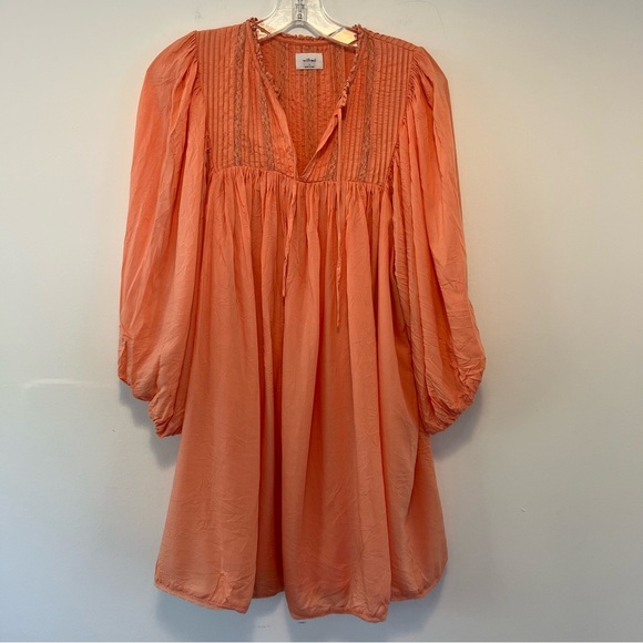 Wilfred Aritzia Blousy Tunic Dress Lace Lined Tangerine Cotton Boho Size Small - Picture 1 of 10